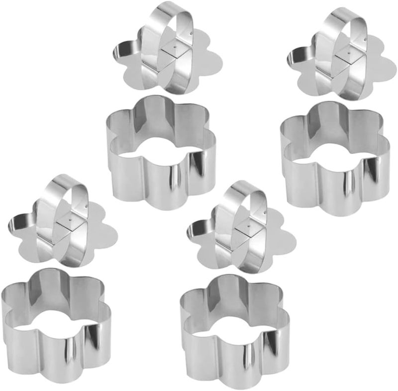 Flower Shape Stainless Steel Mousse Cutter Set With Pushing Plate For Cake Chocolate Cookies - Image 1